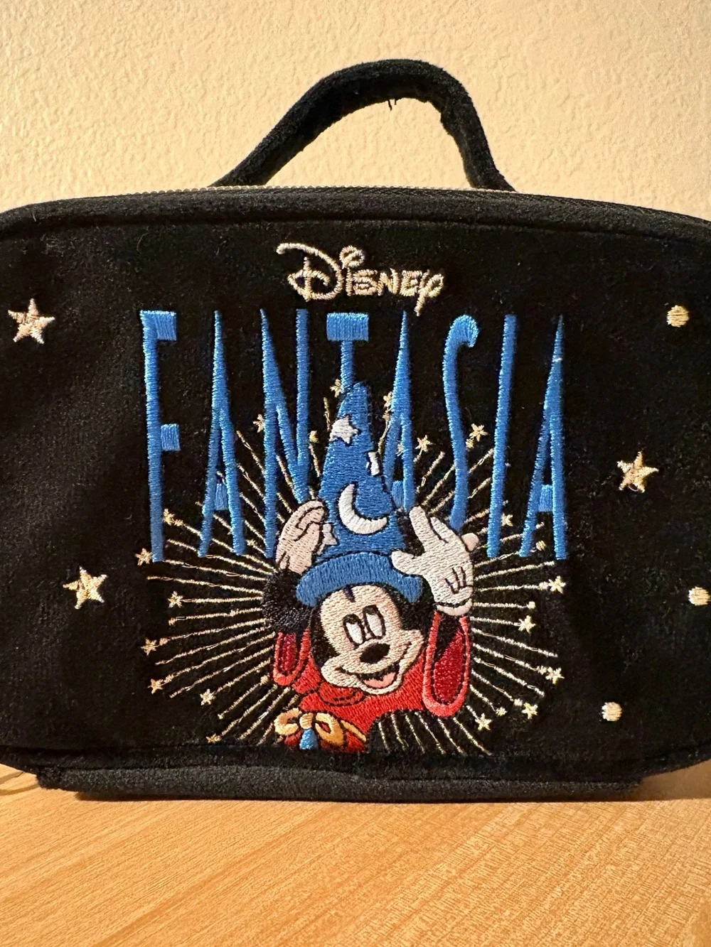Disney Primark Sorcerer Mickey Fantasia Cosmetic Travel Embroidered Zip Bag NWT